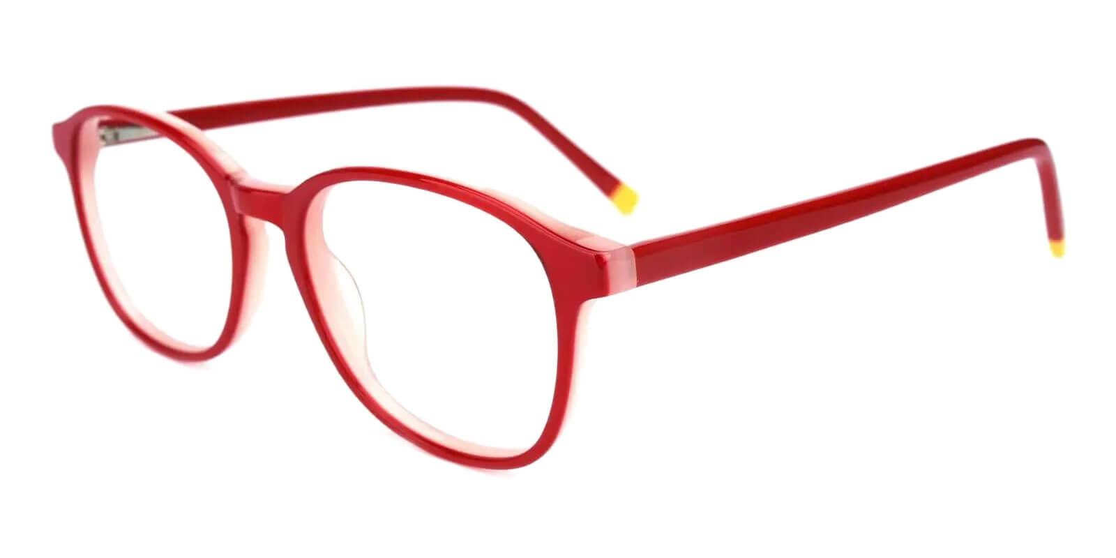 Fogelsville Red Acetate Eyeglasses , SpringHinges , UniversalBridgeFit Frames from ABBE Glasses