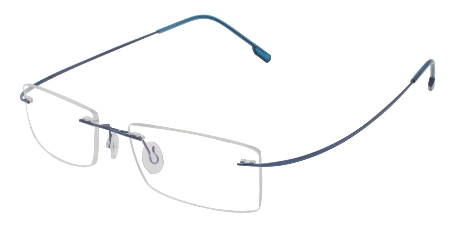 Olivia Blue Metal , Memory Eyeglasses , NosePads Frames from ABBE Glasses