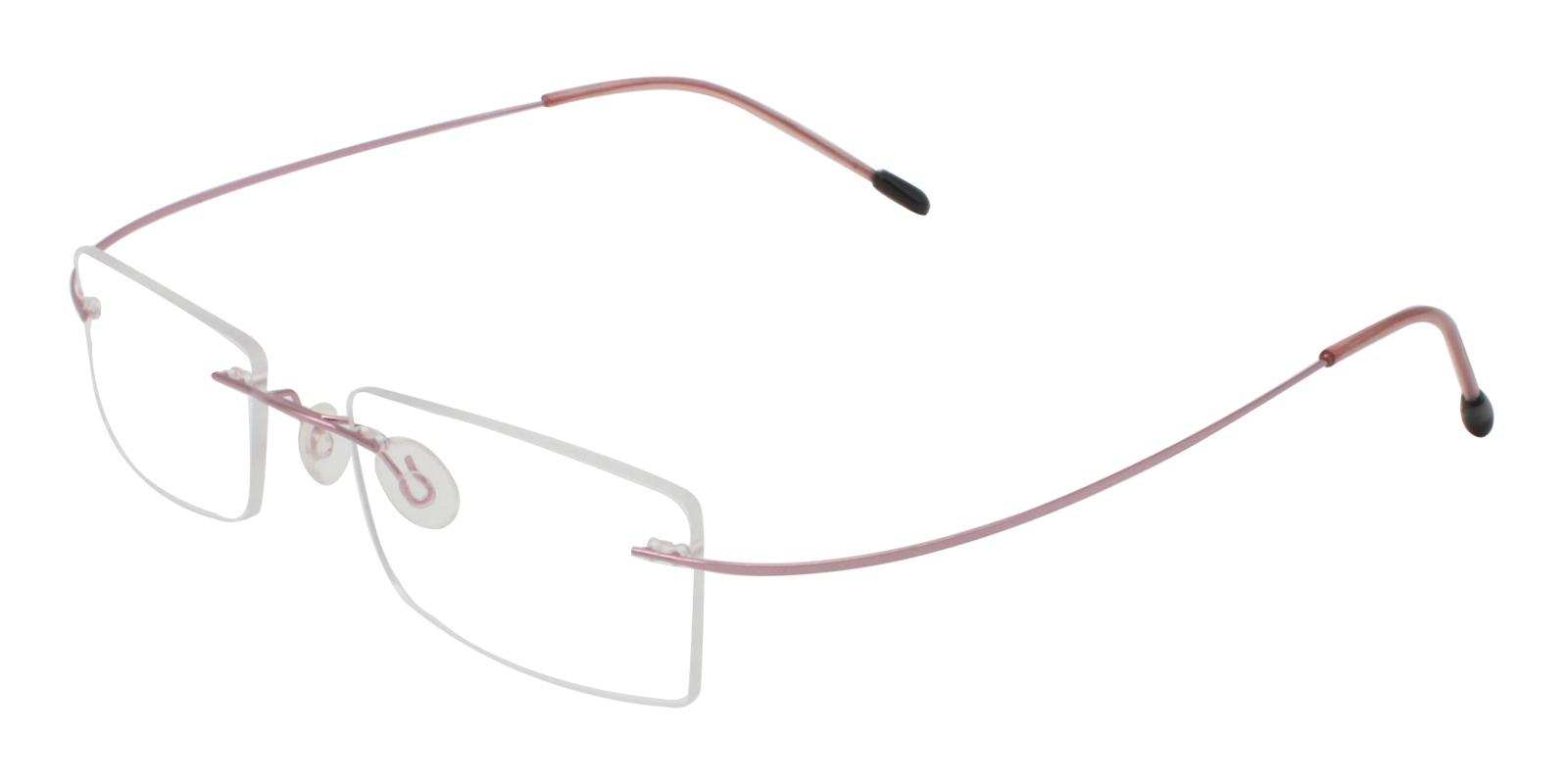 Olivia Pink Metal , Memory Eyeglasses , NosePads Frames from ABBE Glasses
