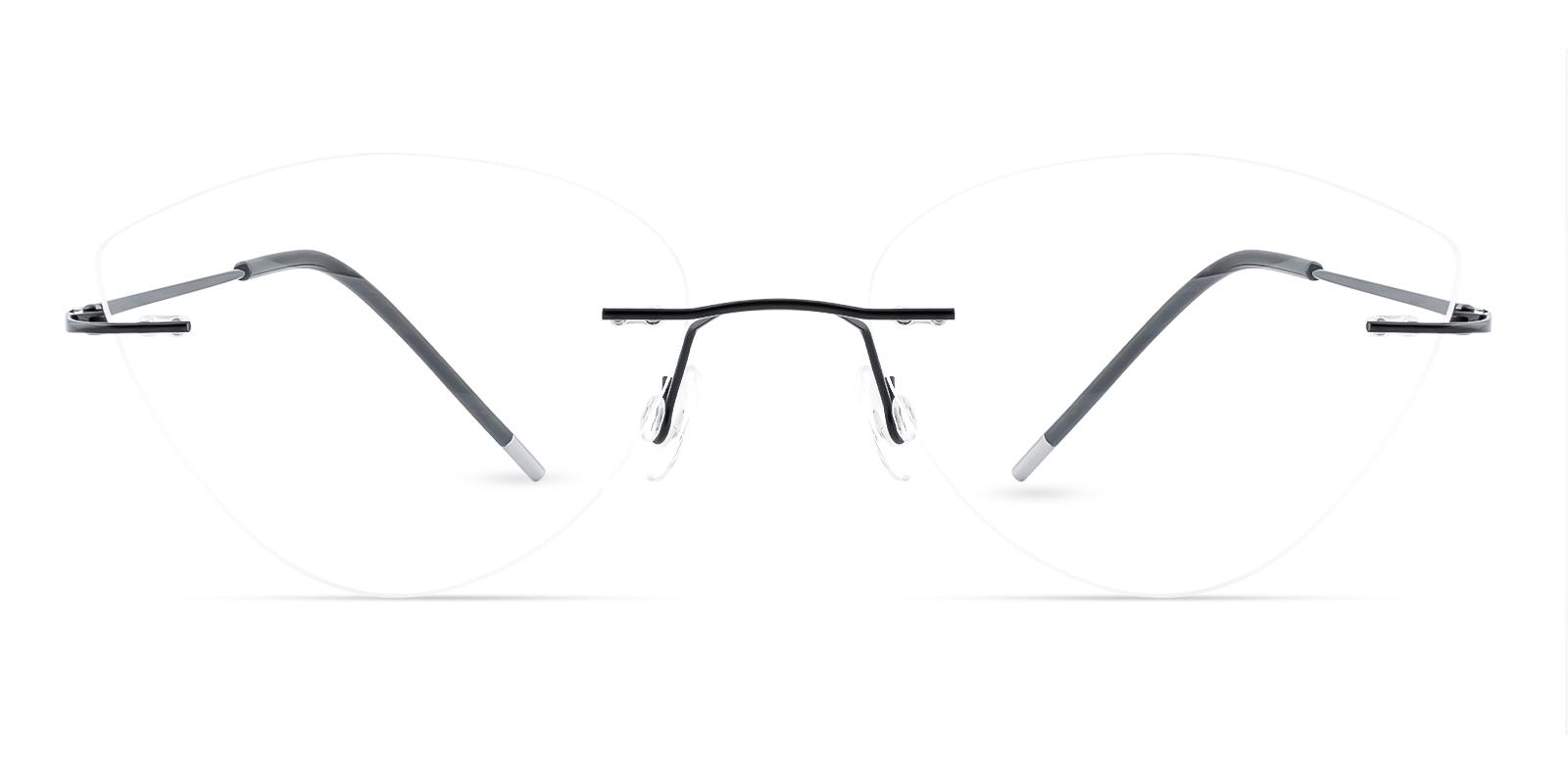 Huguenot Black Metal Eyeglasses , NosePads Frames from ABBE Glasses