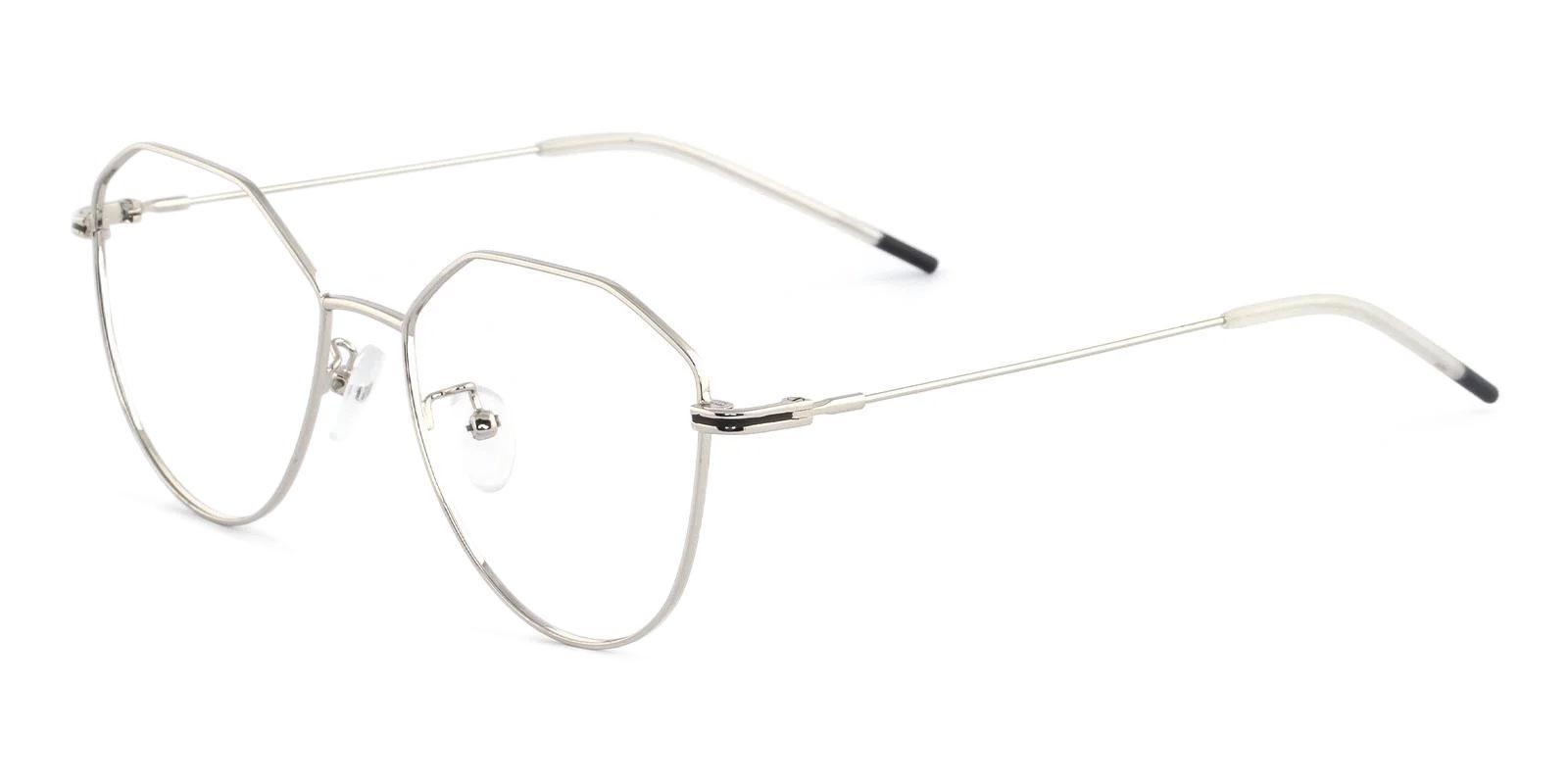 Layla Silver Metal Eyeglasses , Lightweight , NosePads Frames from ABBE Glasses