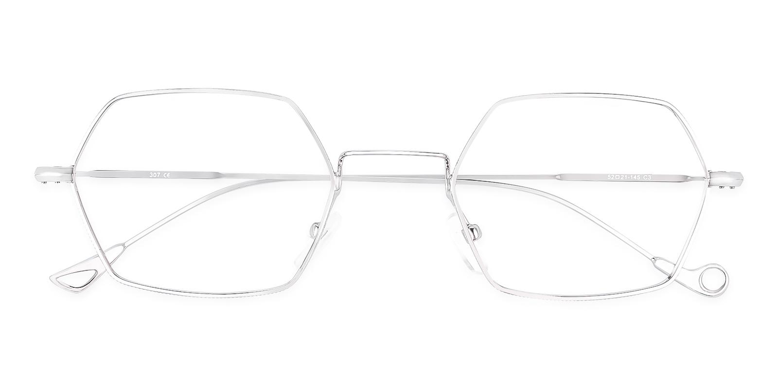 Crystal Silver Metal Eyeglasses , NosePads Frames from ABBE Glasses