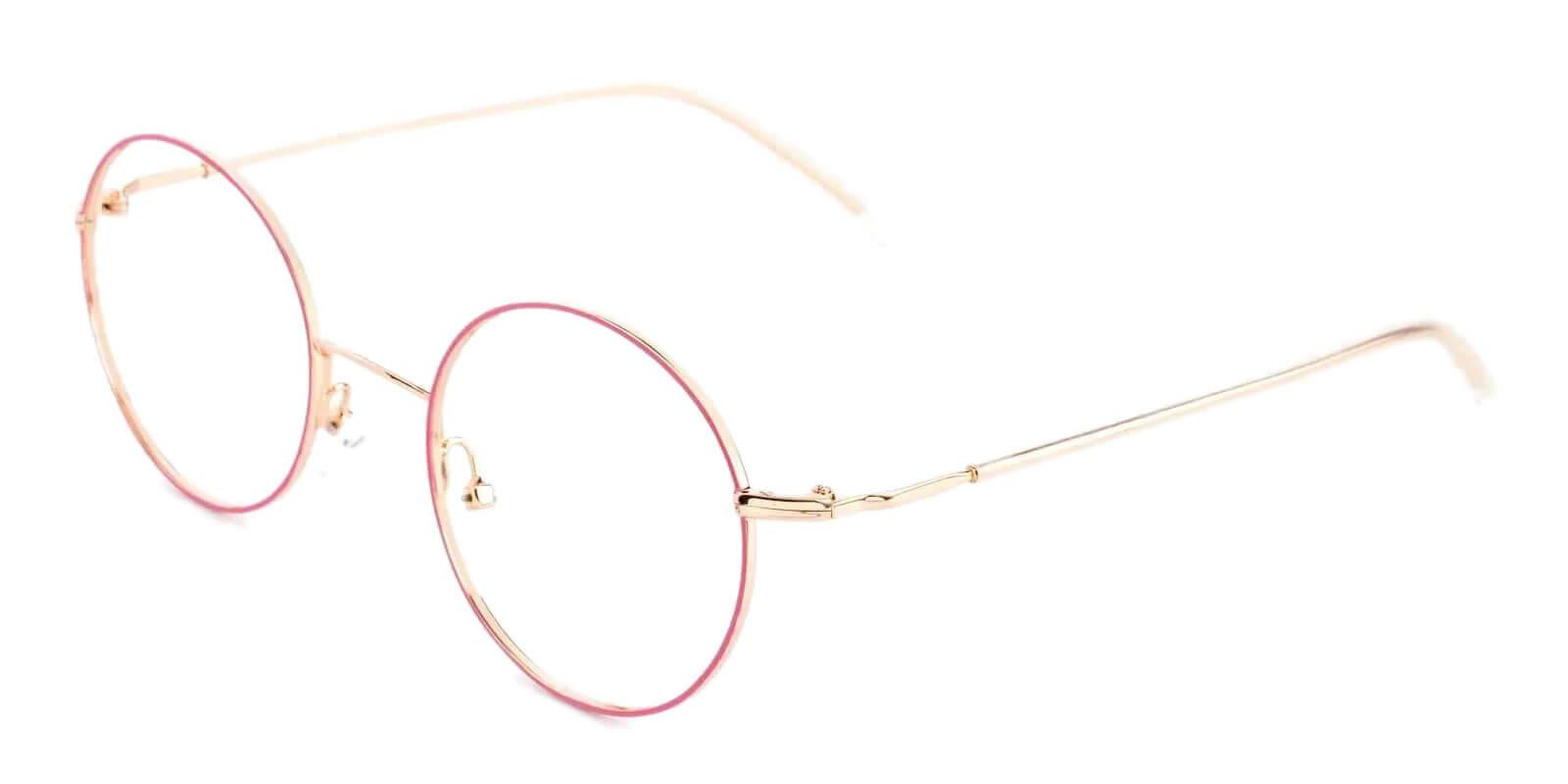 Zoey Pink Metal Eyeglasses , Lightweight , NosePads Frames from ABBE Glasses