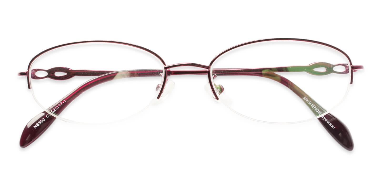 Bella Red Metal Eyeglasses , NosePads Frames from ABBE Glasses