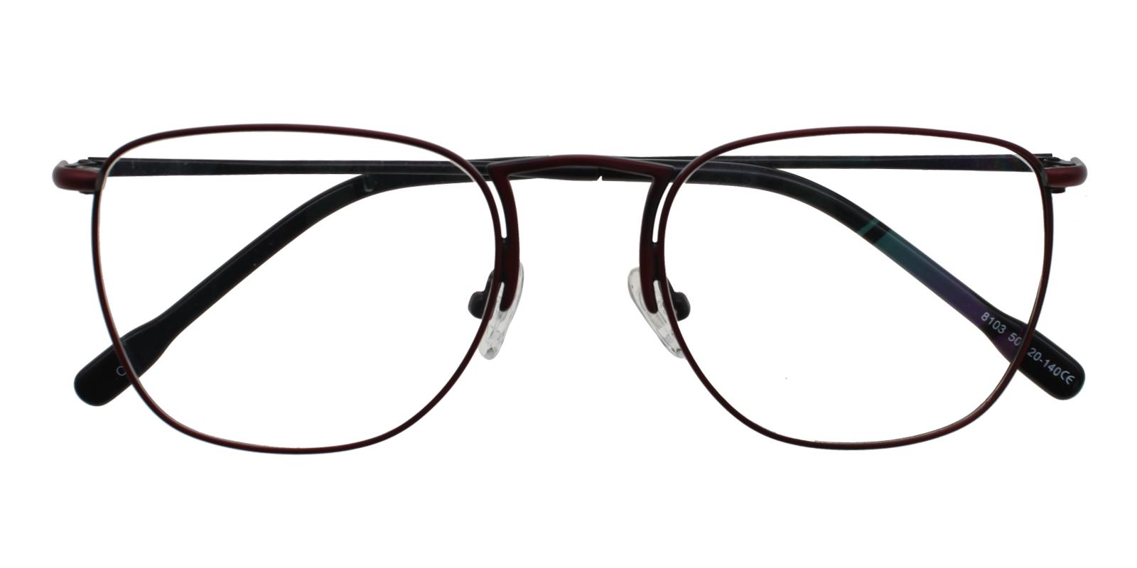 Square Eyeglasses 181225014 Red Metal Eyeglasses , NosePads Frames from ABBE Glasses