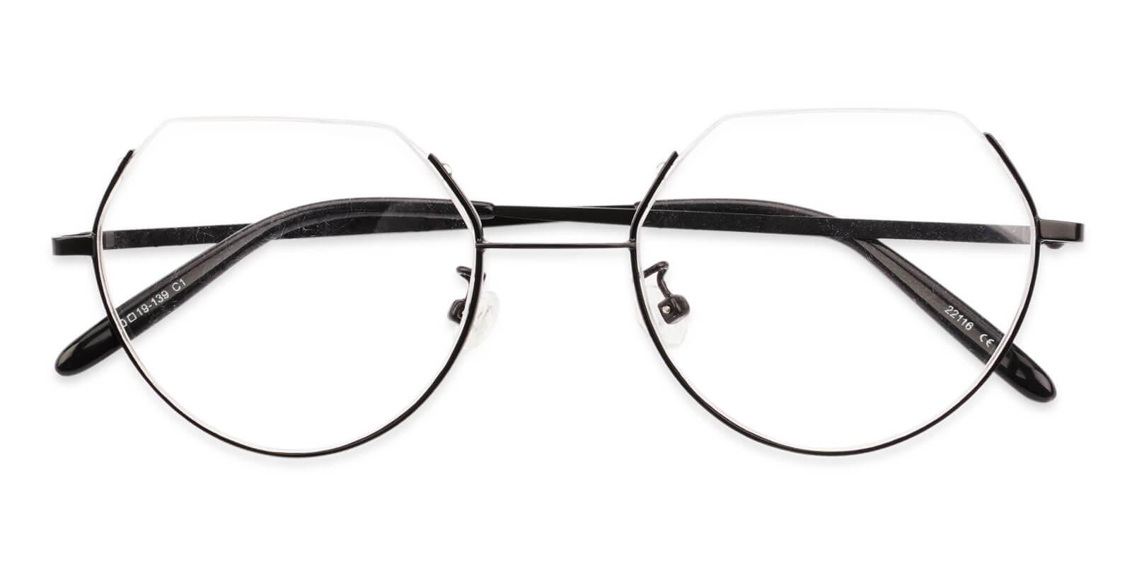 Indonesia Black Metal Eyeglasses , Lightweight , NosePads Frames from ABBE Glasses