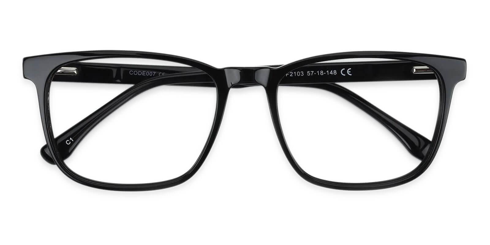 Kinjin Black Acetate Eyeglasses , SpringHinges , UniversalBridgeFit Frames from ABBE Glasses