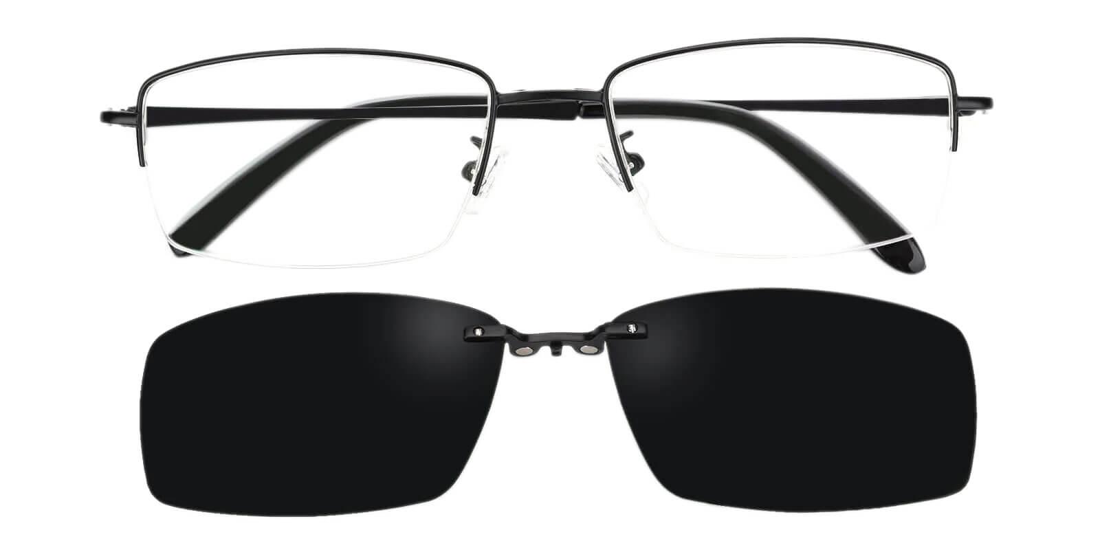 Beckett Clip-On Black Metal Eyeglasses , NosePads Frames from ABBE Glasses