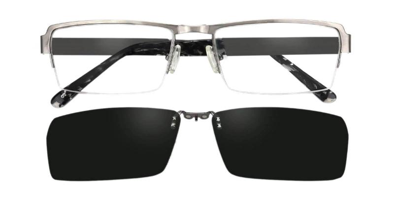 Sunglasses Magnetic Clip-on Metal Rectagular Eyeglass Frame UV Rx-able  Glasses N