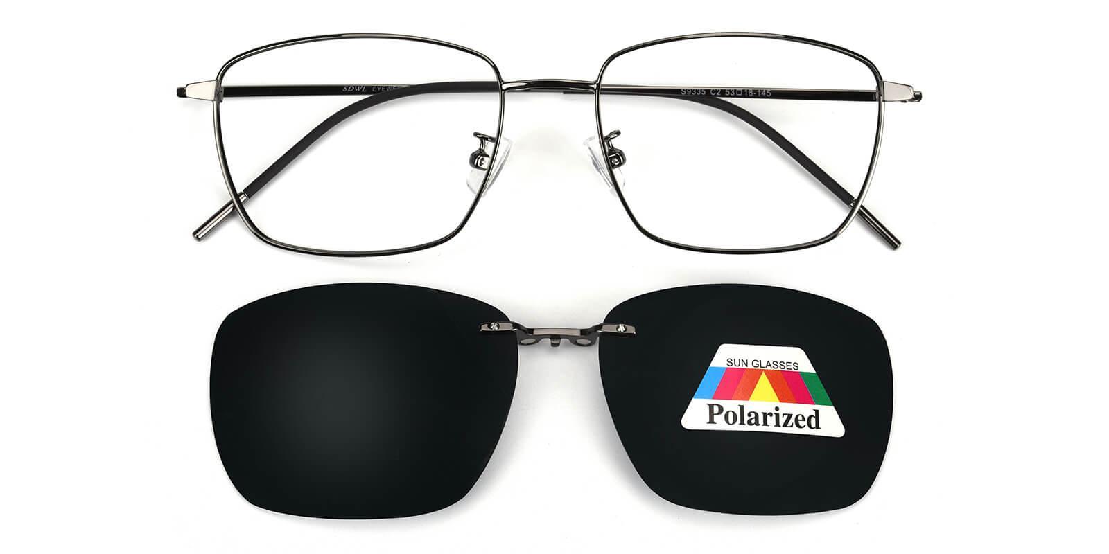 Bezel Clip-On Gun Metal Eyeglasses , NosePads , SpringHinges Frames from ABBE Glasses