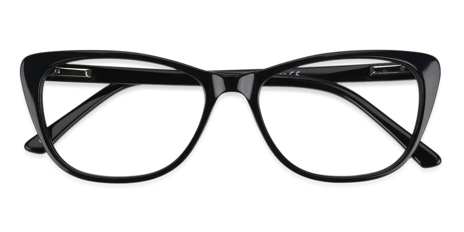 Yuke Black Acetate Eyeglasses , SpringHinges , UniversalBridgeFit Frames from ABBE Glasses