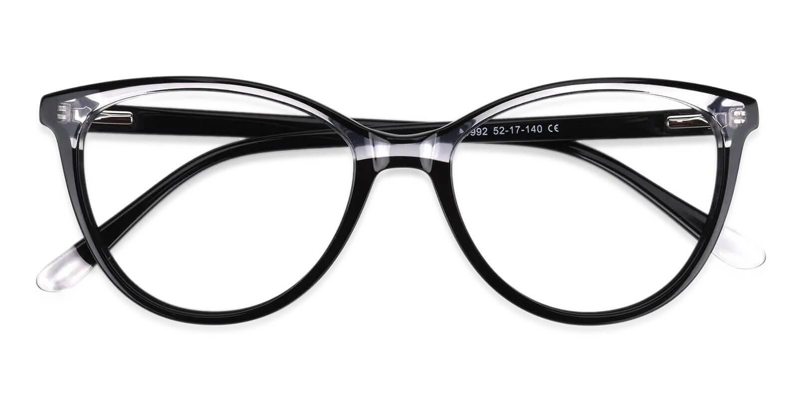 Magnus Black Acetate Eyeglasses , SpringHinges , UniversalBridgeFit Frames from ABBE Glasses