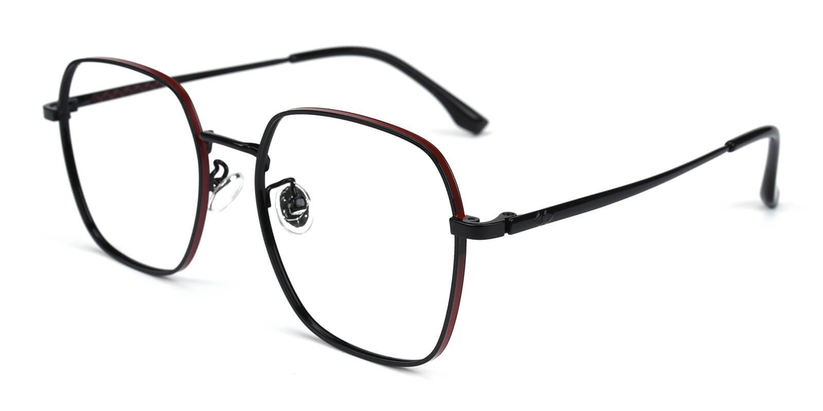 Thelma Black Metal Eyeglasses , NosePads , SpringHinges Frames from ABBE Glasses