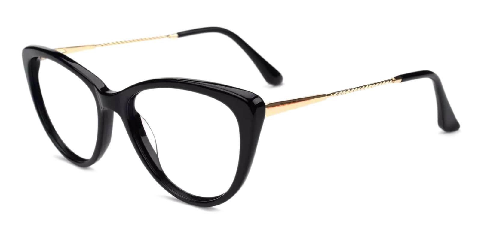 Satin Black Acetate , Metal Eyeglasses , Fashion , SpringHinges , UniversalBridgeFit Frames from ABBE Glasses