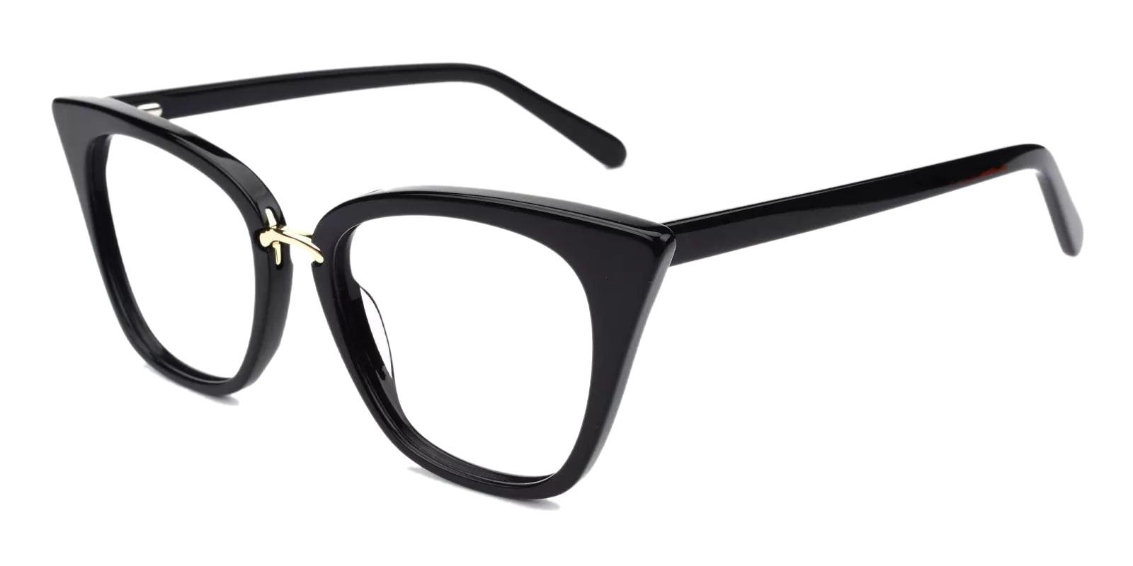Damara Black Acetate , Metal Eyeglasses , Fashion , SpringHinges , UniversalBridgeFit Frames from ABBE Glasses
