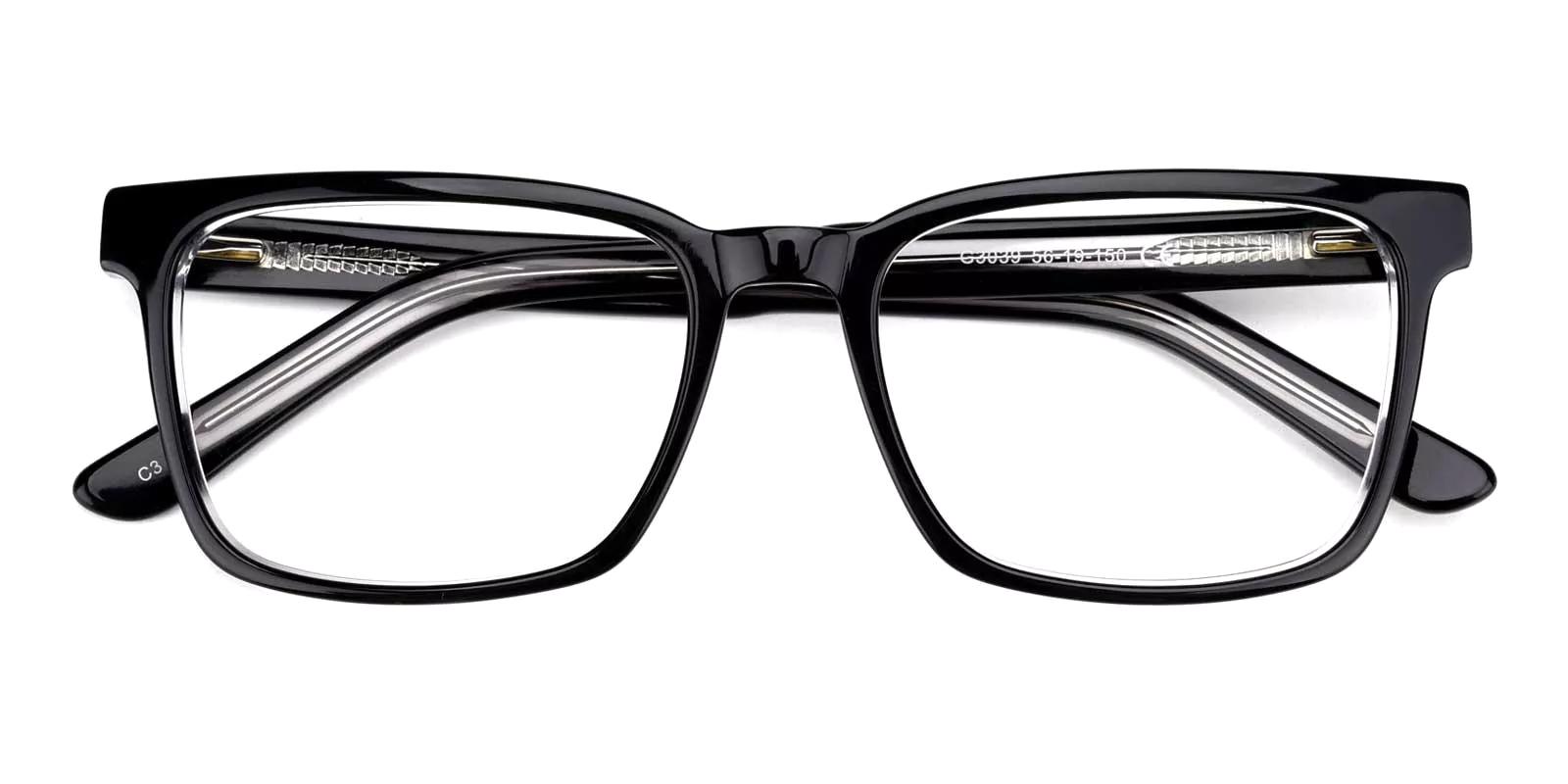 Merg Black Acetate Eyeglasses , SpringHinges , UniversalBridgeFit Frames from ABBE Glasses