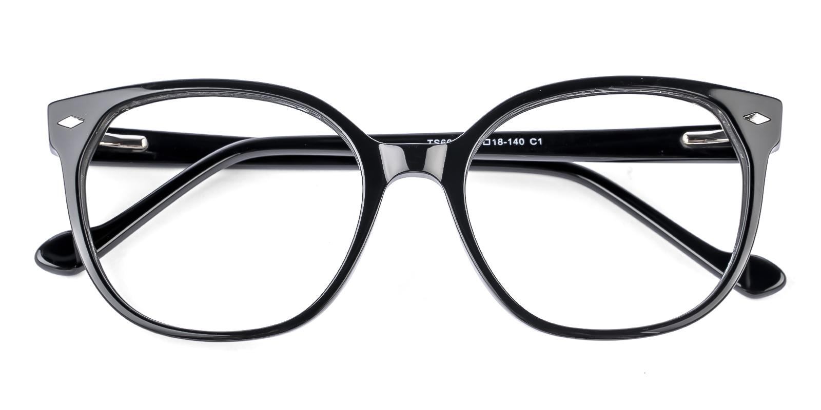 Landel Black Acetate Eyeglasses , SpringHinges , UniversalBridgeFit Frames from ABBE Glasses
