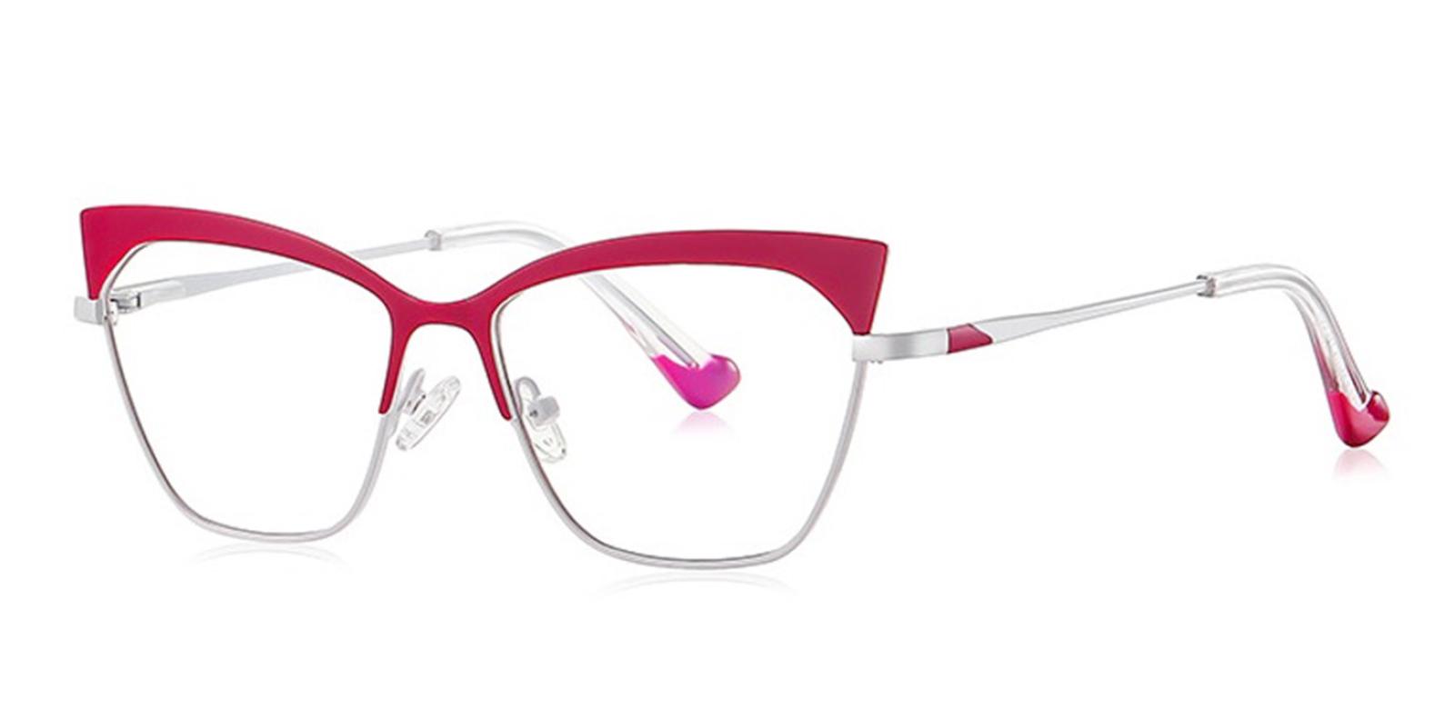 Tradla Red Metal Eyeglasses , NosePads , SpringHinges Frames from ABBE Glasses