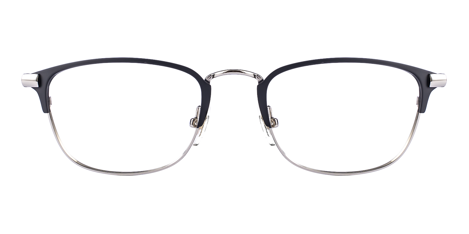 Linfy Silver Black Oval Eyeglasses Frame Abbe Glasses