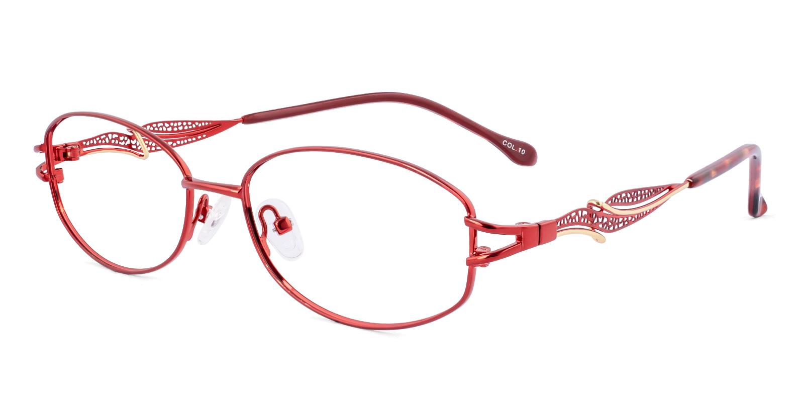Glplious Red Metal Eyeglasses , NosePads Frames from ABBE Glasses