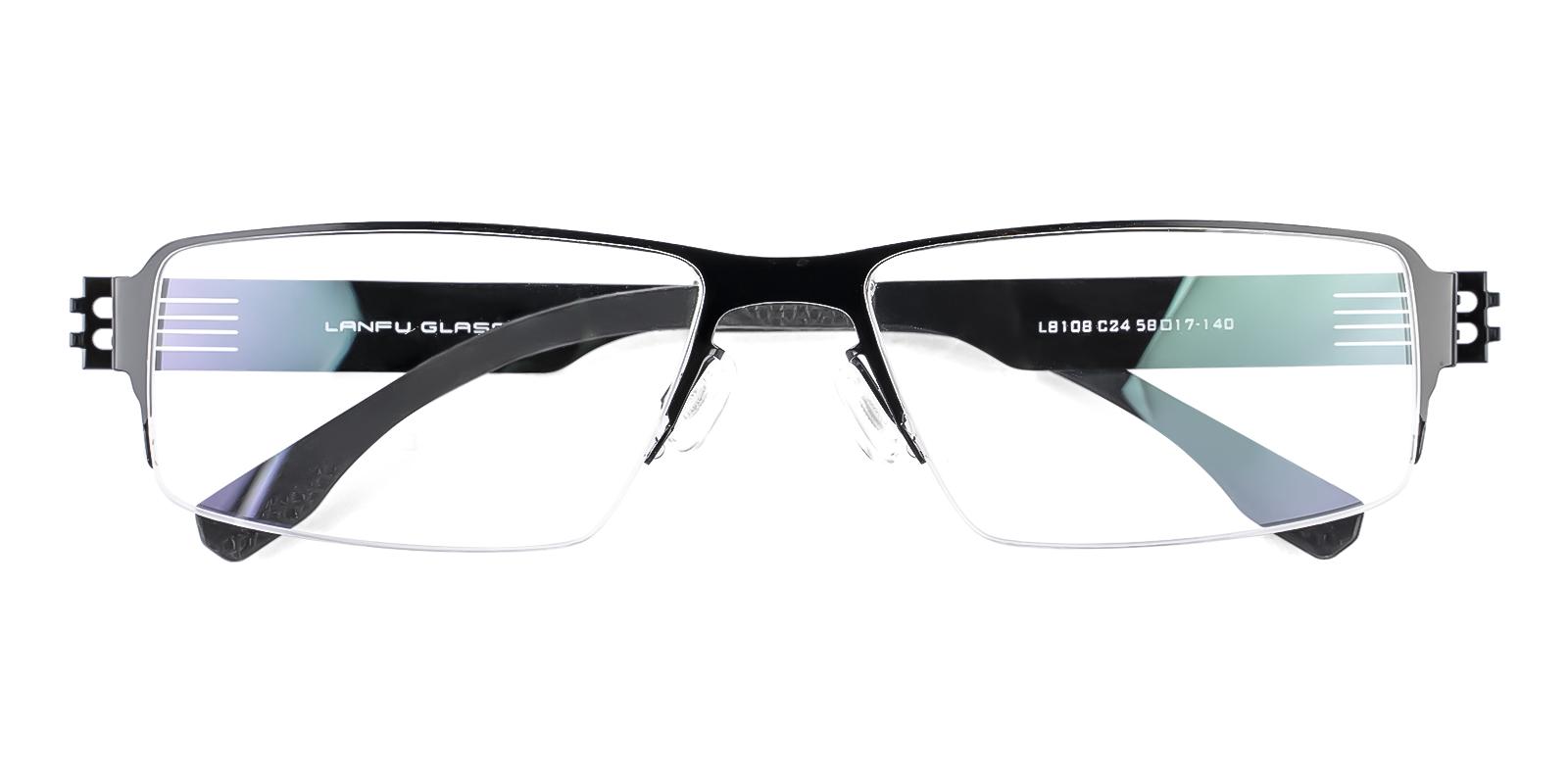 Exterly Black Metal Eyeglasses , NosePads , SpringHinges Frames from ABBE Glasses