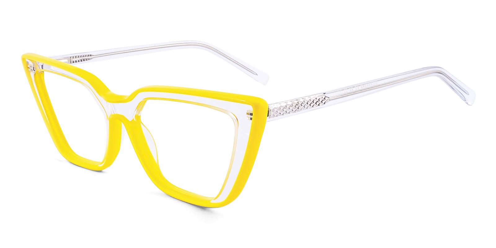 Velocesque Yellow Acetate Eyeglasses , SpringHinges , UniversalBridgeFit Frames from ABBE Glasses