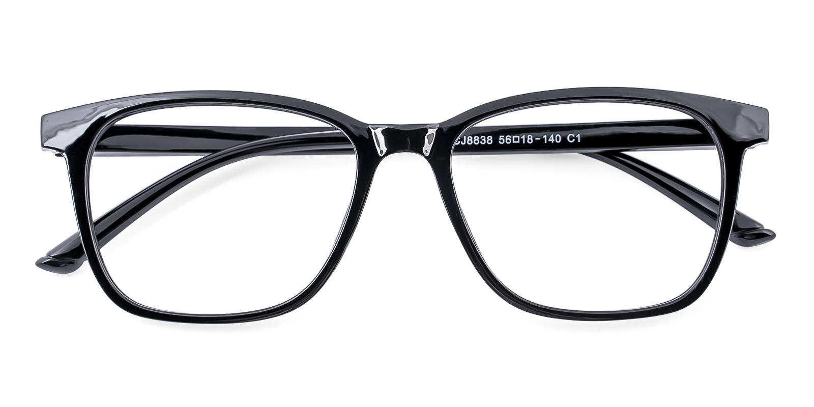 Fourable Black Plastic Eyeglasses , SpringHinges , UniversalBridgeFit Frames from ABBE Glasses