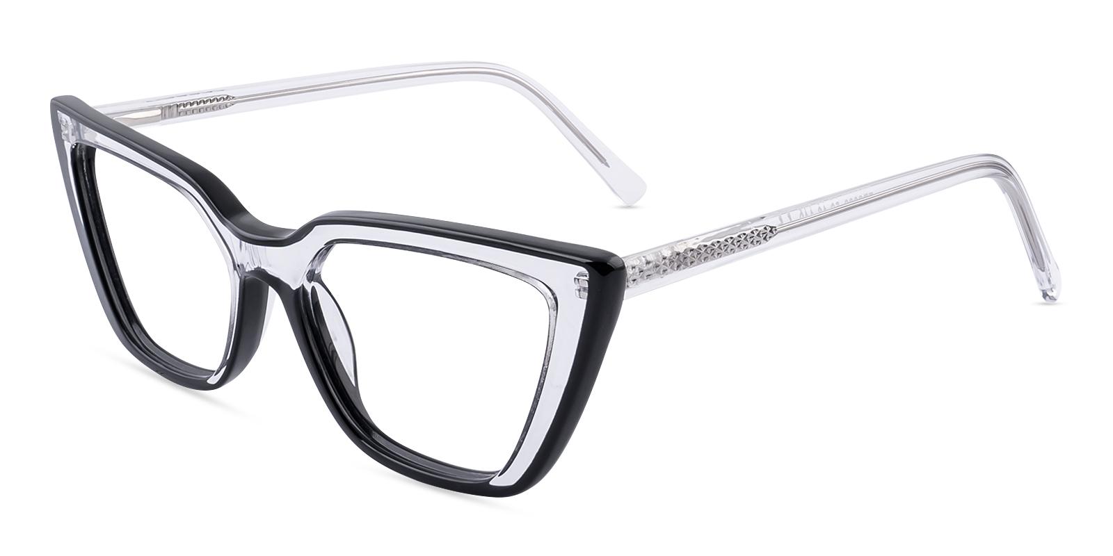 Happenia Black Acetate Eyeglasses , SpringHinges , UniversalBridgeFit Frames from ABBE Glasses