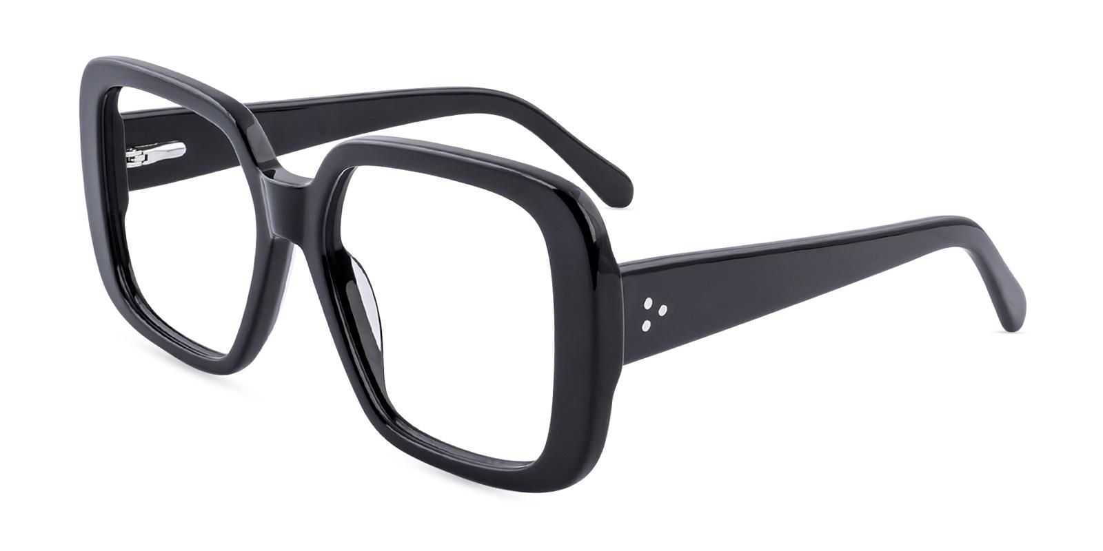 Business Black Acetate Eyeglasses , SpringHinges , UniversalBridgeFit Frames from ABBE Glasses