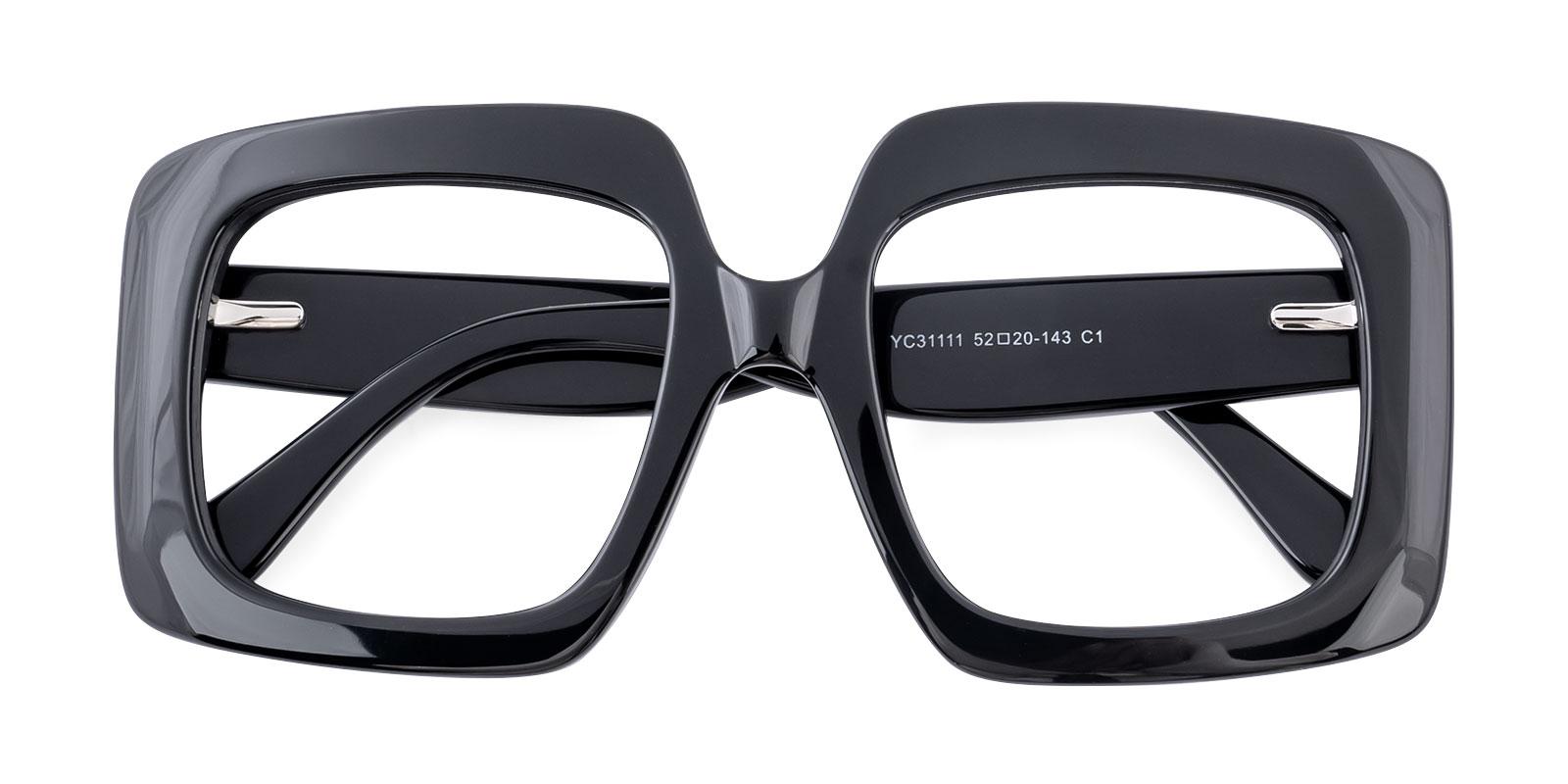 Volcapital Black Acetate Eyeglasses , SpringHinges , UniversalBridgeFit Frames from ABBE Glasses