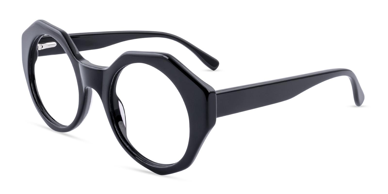 Chromette Black Acetate Eyeglasses , SpringHinges , UniversalBridgeFit Frames from ABBE Glasses