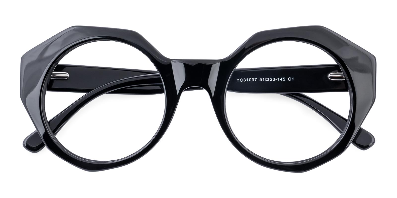 Chromette Black Acetate Eyeglasses , SpringHinges , UniversalBridgeFit Frames from ABBE Glasses