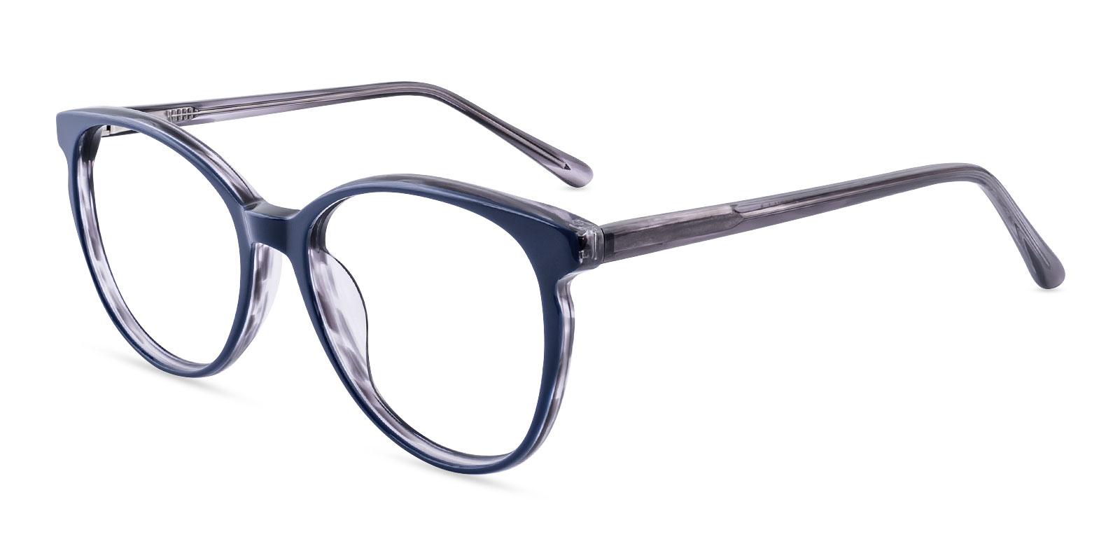 Lucit Blue Acetate Eyeglasses , SpringHinges , UniversalBridgeFit Frames from ABBE Glasses