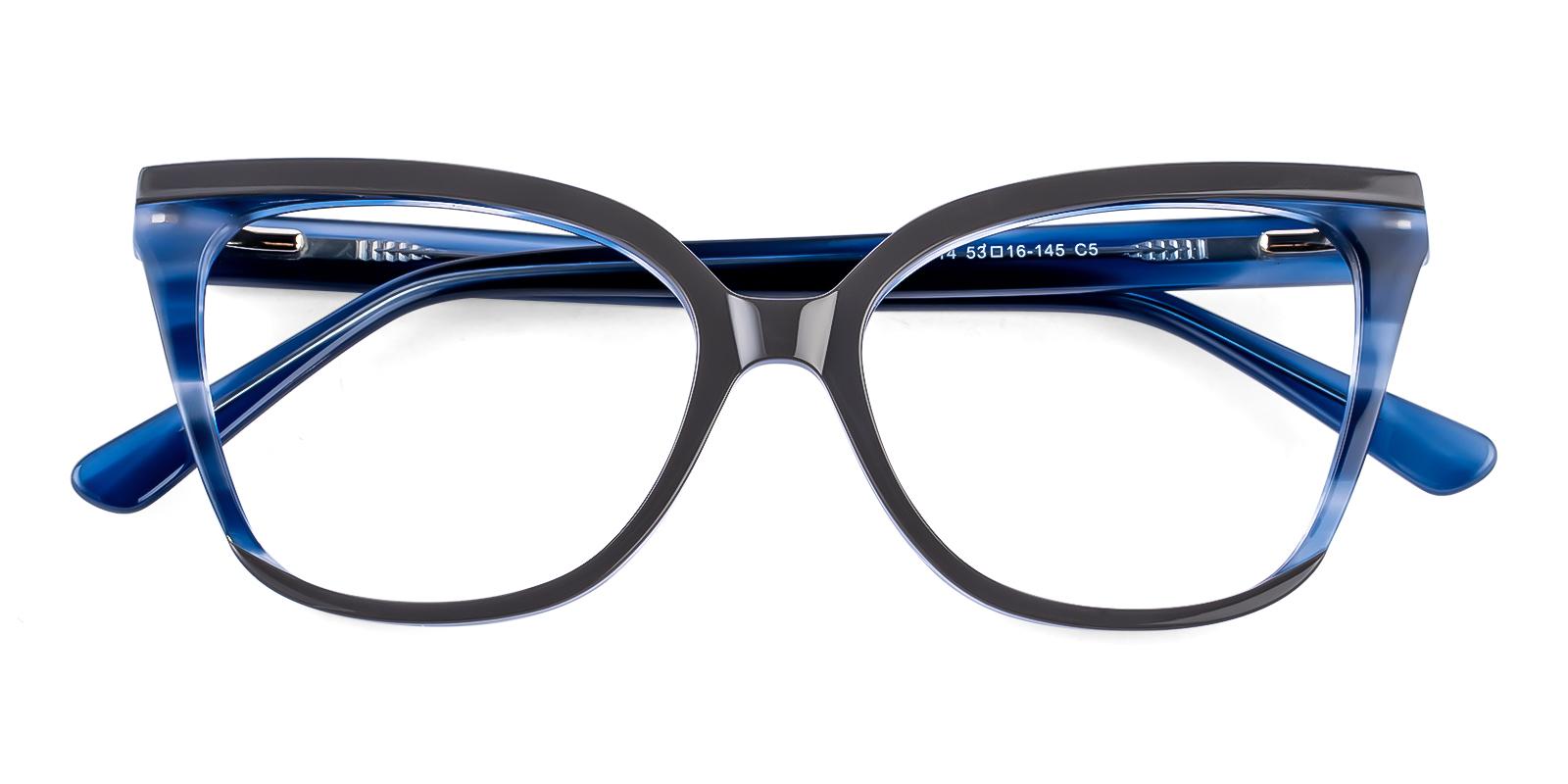 Cipness Blue Acetate Eyeglasses , SpringHinges , UniversalBridgeFit Frames from ABBE Glasses