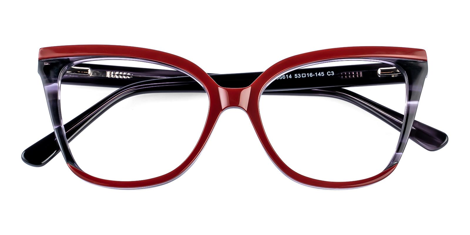 Cipness Red Acetate Eyeglasses , SpringHinges , UniversalBridgeFit Frames from ABBE Glasses