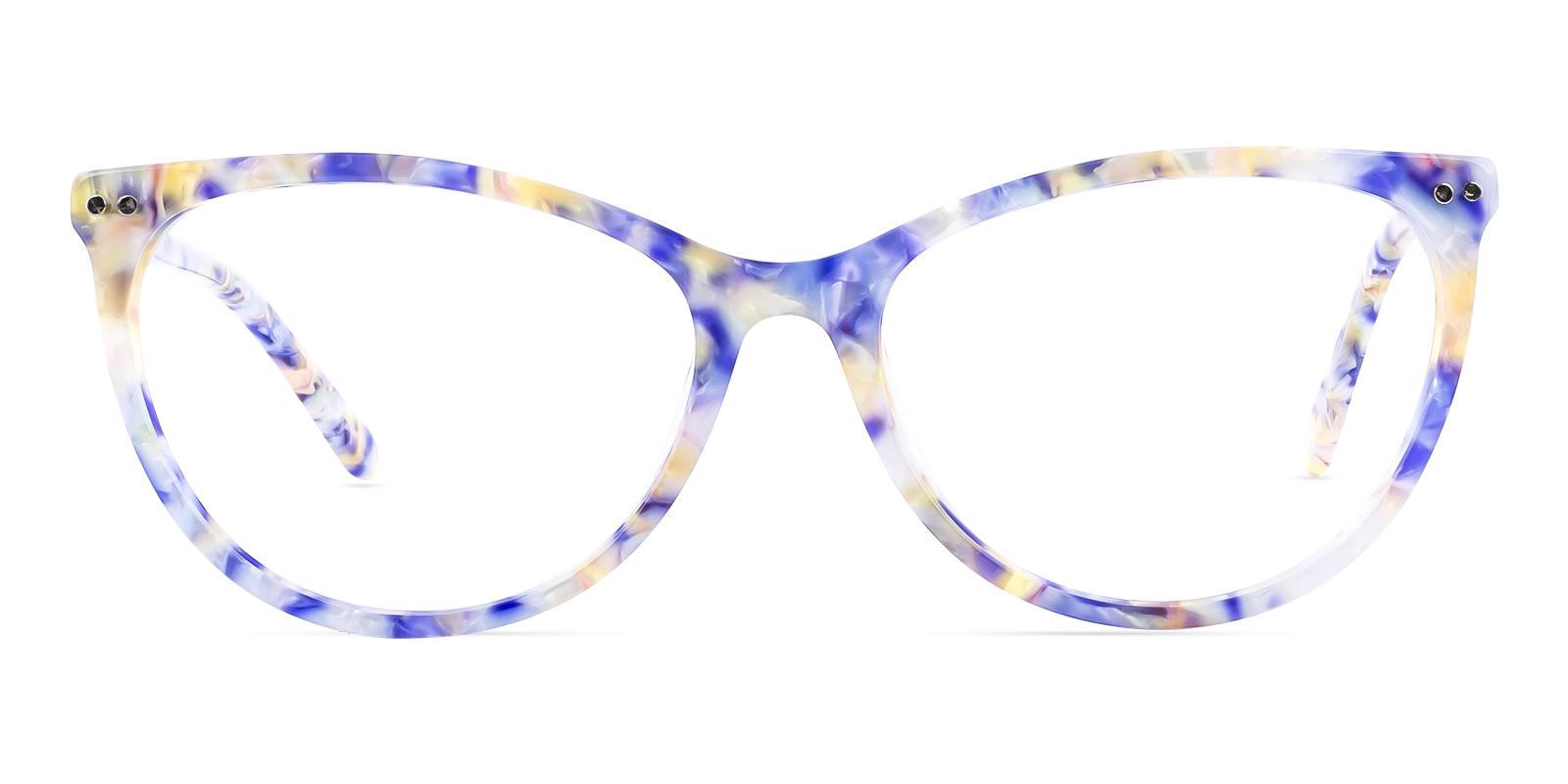 Teleoaneous Blue Acetate Eyeglasses , SpringHinges , UniversalBridgeFit , clip-on Frames from ABBE Glasses
