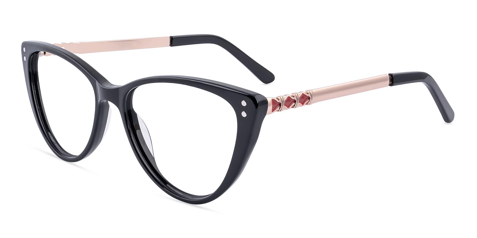 Lubricblueot Black Acetate , Metal Eyeglasses , SpringHinges , UniversalBridgeFit , clip-on Frames from ABBE Glasses
