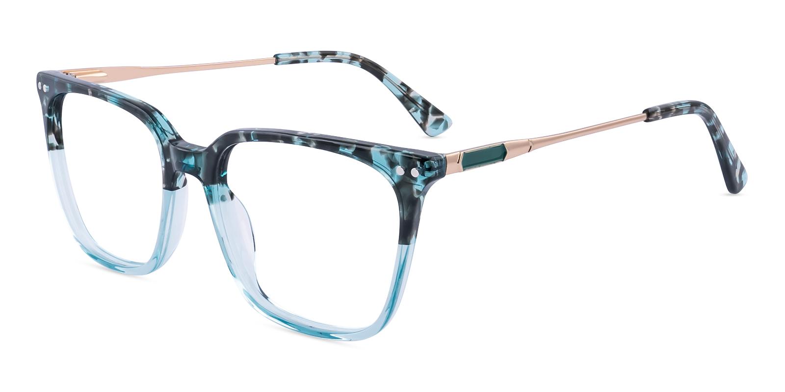 Bolsive Blue Acetate , Metal Eyeglasses , SpringHinges , UniversalBridgeFit , clip-on Frames from ABBE Glasses