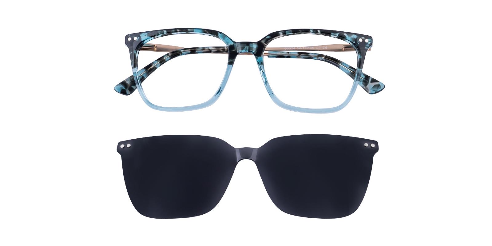 Bolsive Blue Acetate , Metal Eyeglasses , SpringHinges , UniversalBridgeFit , clip-on Frames from ABBE Glasses