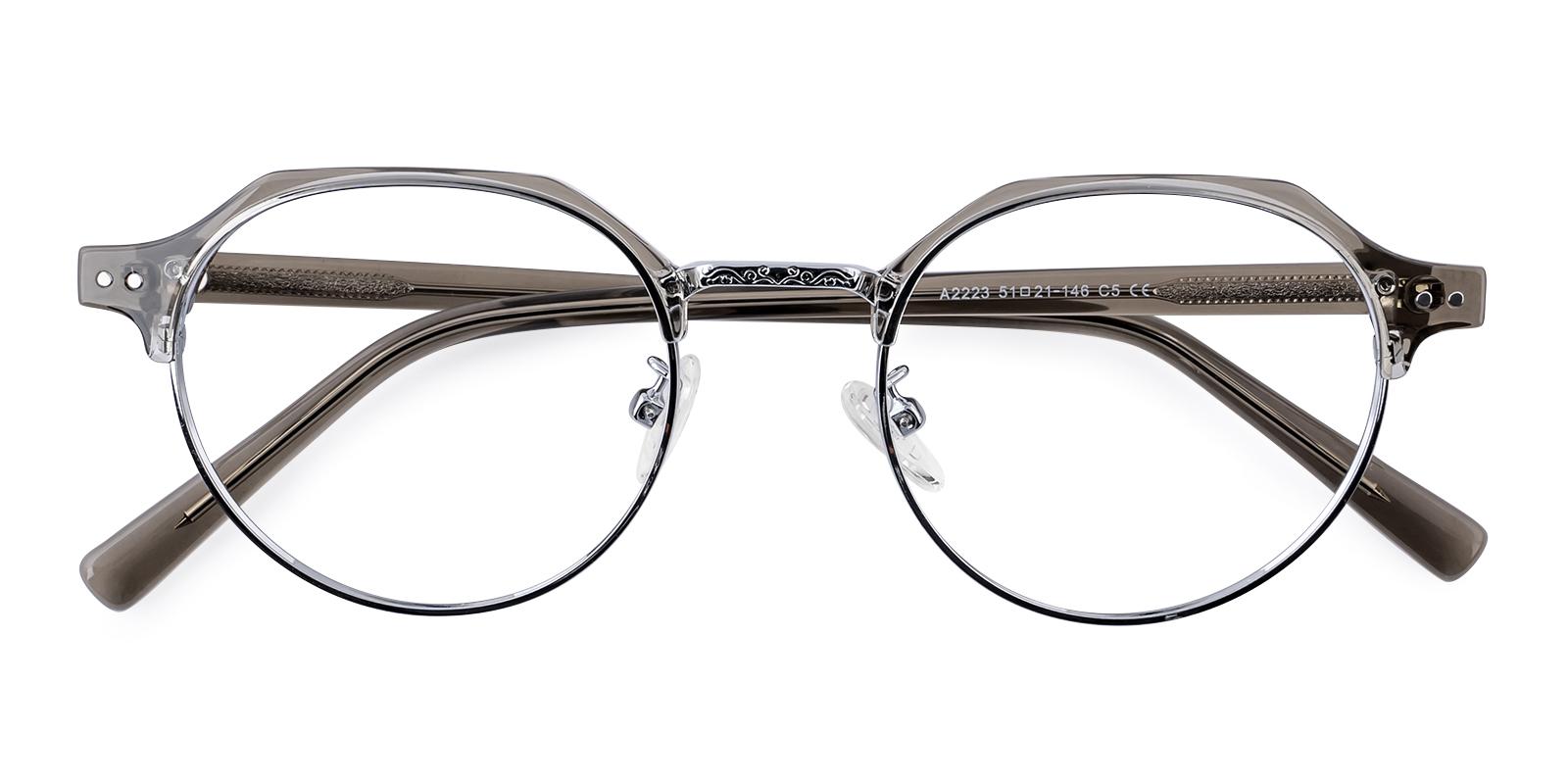 Capitalless Gray Acetate , Metal Eyeglasses , NosePads Frames from ABBE Glasses