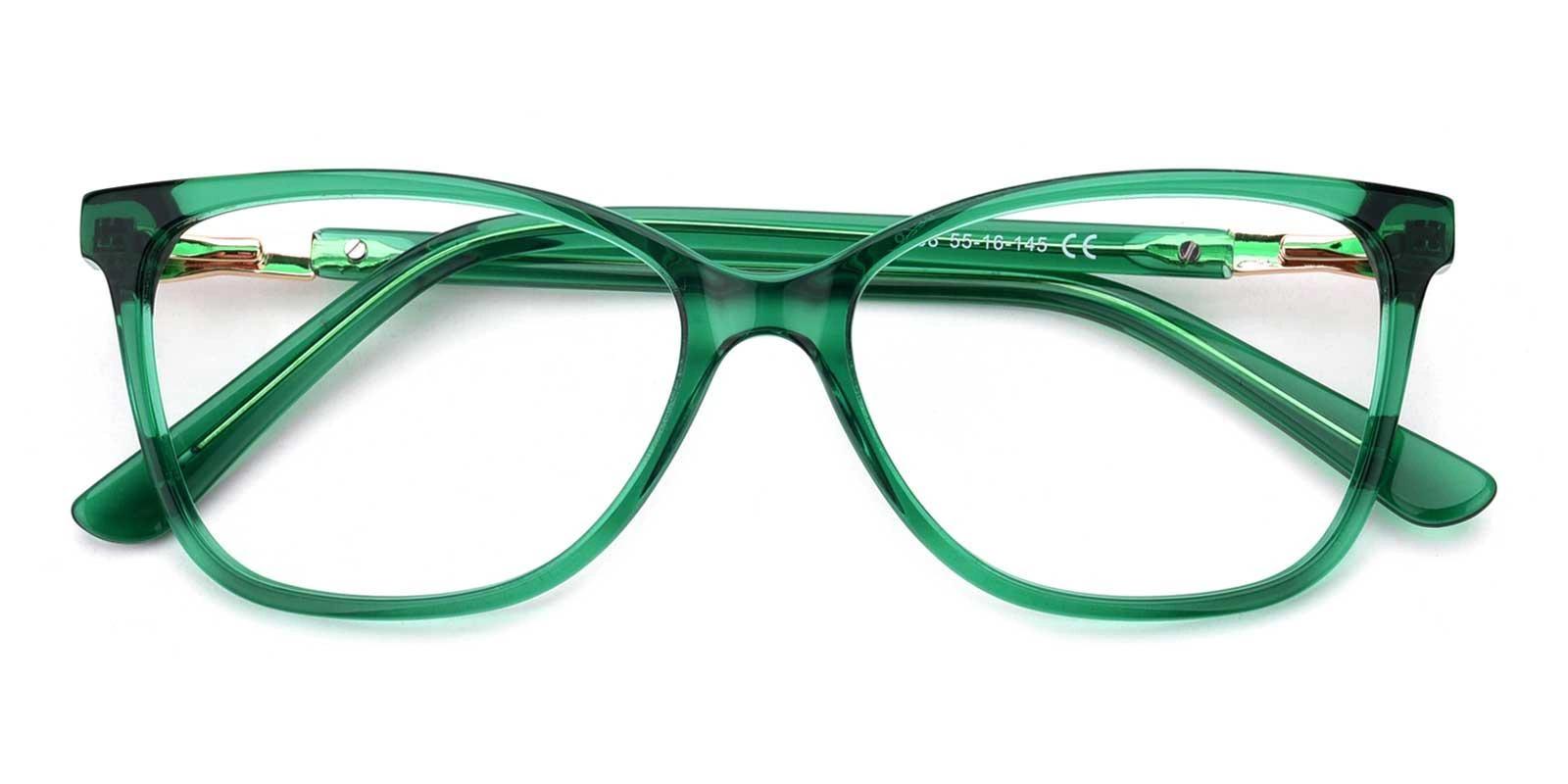 Potproof Green Acetate Eyeglasses , SpringHinges , UniversalBridgeFit Frames from ABBE Glasses