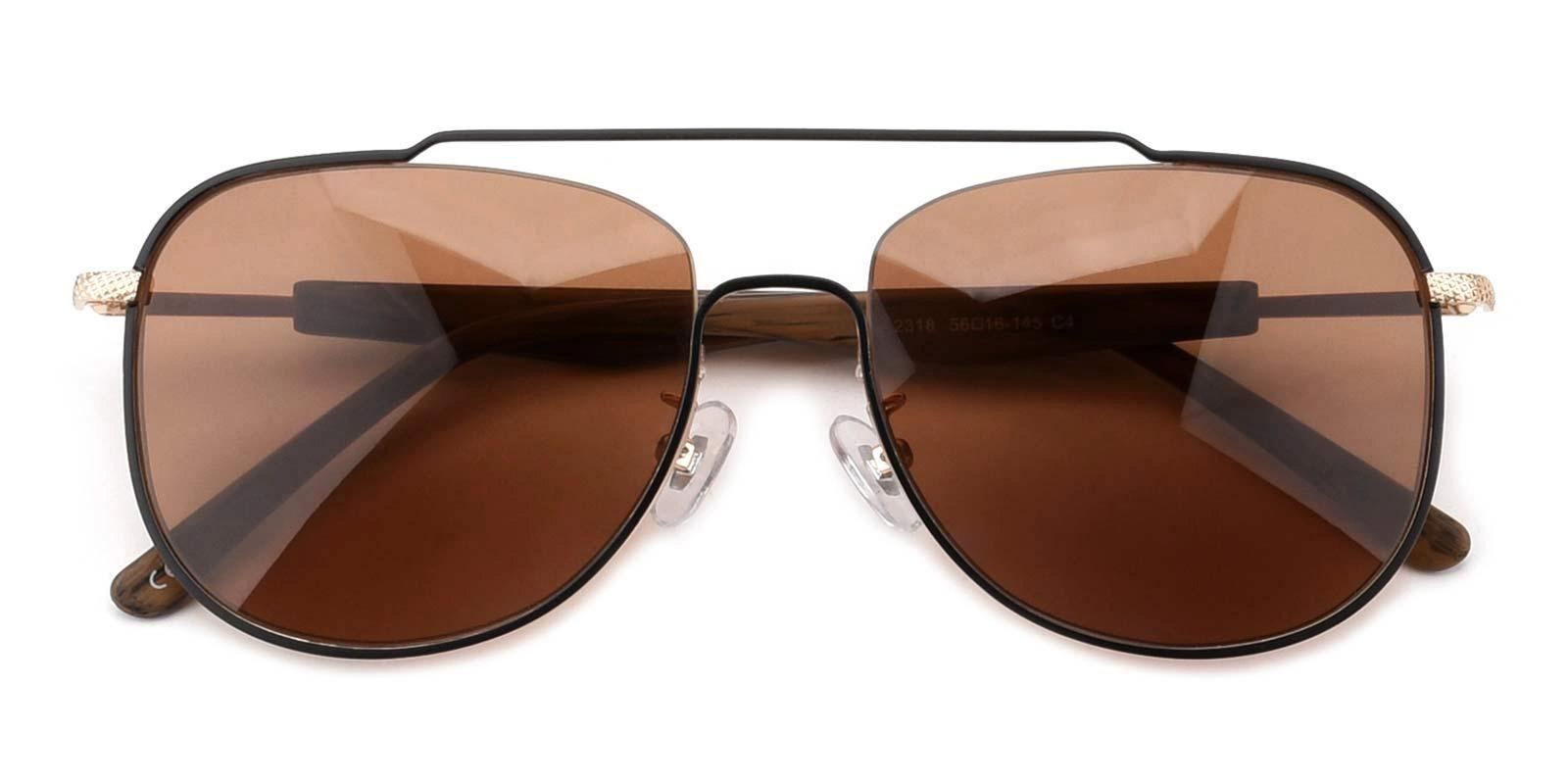 Hemile Gold Metal Sunglasses , NosePads Frames from ABBE Glasses