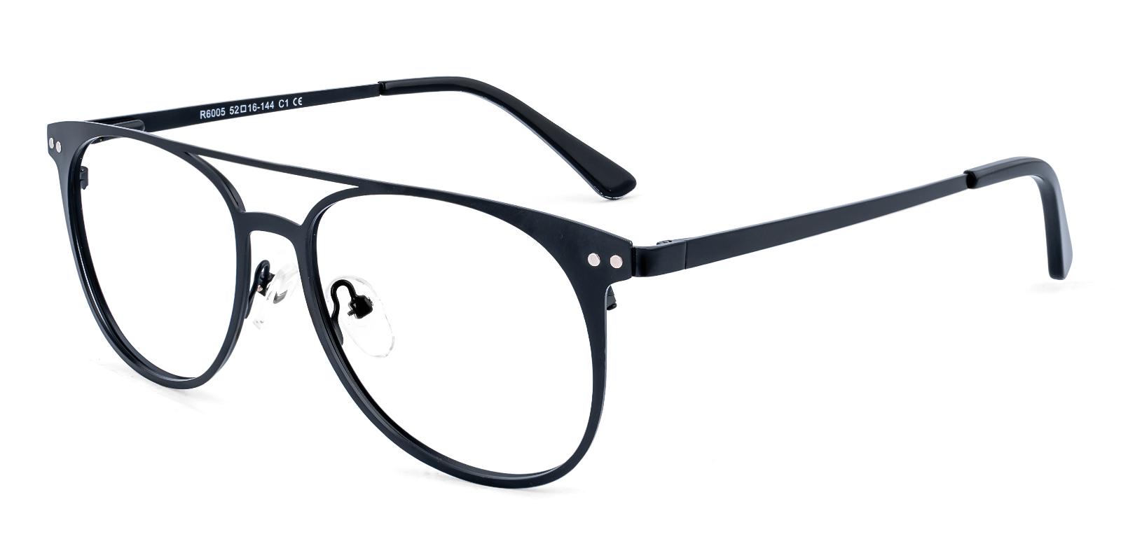 Agentar Black Metal Eyeglasses , SpringHinges , NosePads , clip-on Frames from ABBE Glasses