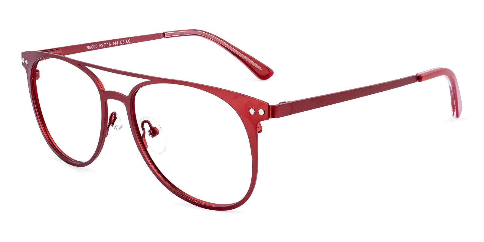 Agentar Red Metal Eyeglasses , SpringHinges , NosePads , clip-on Frames from ABBE Glasses