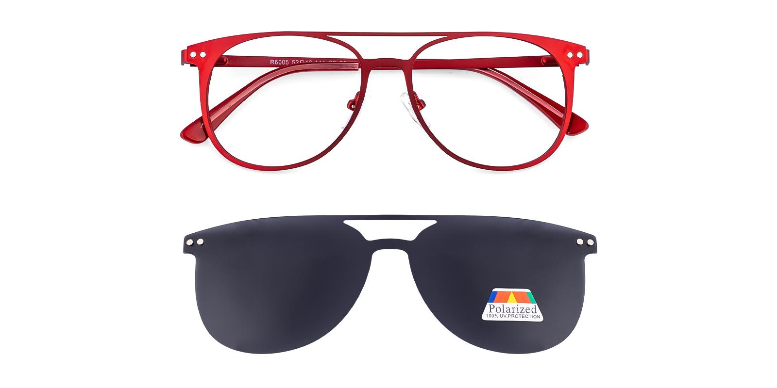 Agentar Red Metal Eyeglasses , SpringHinges , NosePads , clip-on Frames from ABBE Glasses