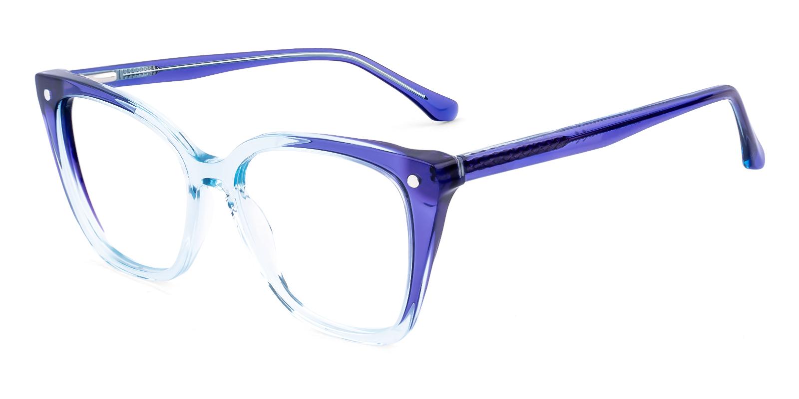 Iquan Blue Acetate Eyeglasses , SpringHinges , UniversalBridgeFit , clip-on Frames from ABBE Glasses