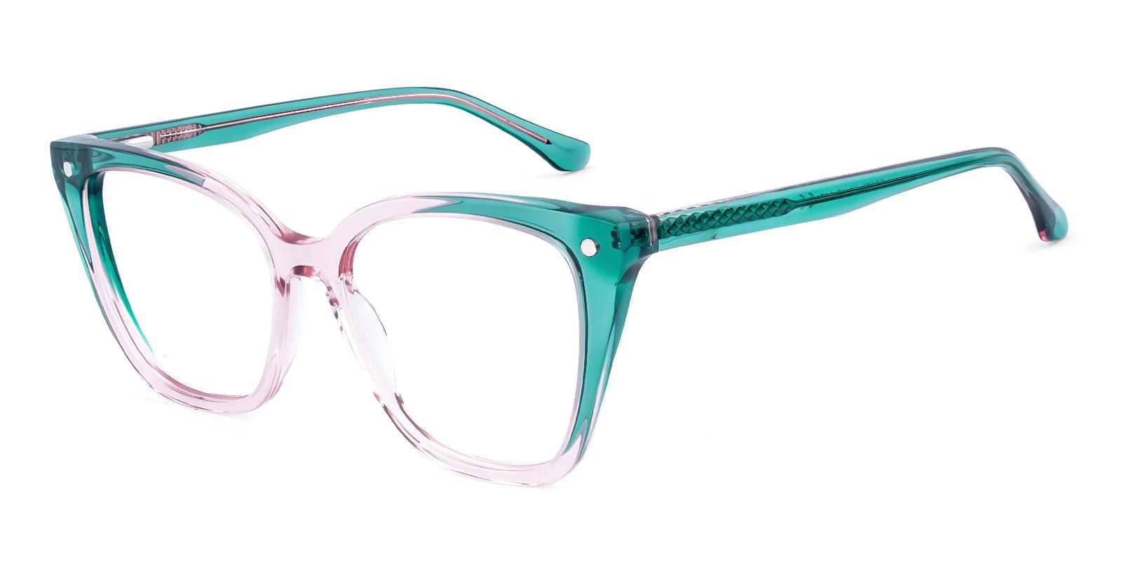 Iquan Green Acetate Eyeglasses , SpringHinges , UniversalBridgeFit , clip-on Frames from ABBE Glasses