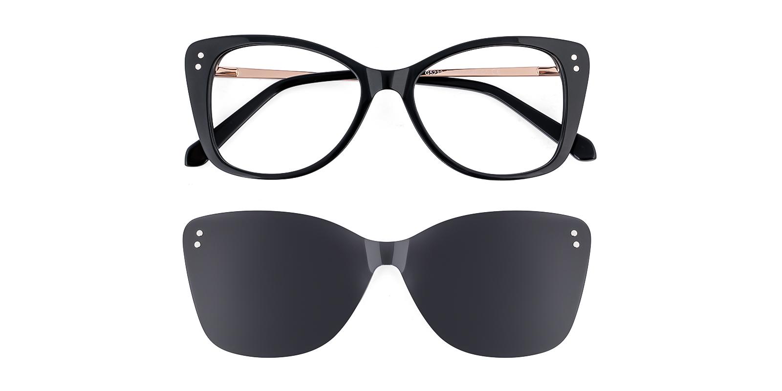 Uxorfic Black Acetate , Metal Eyeglasses , SpringHinges , UniversalBridgeFit , clip-on Frames from ABBE Glasses