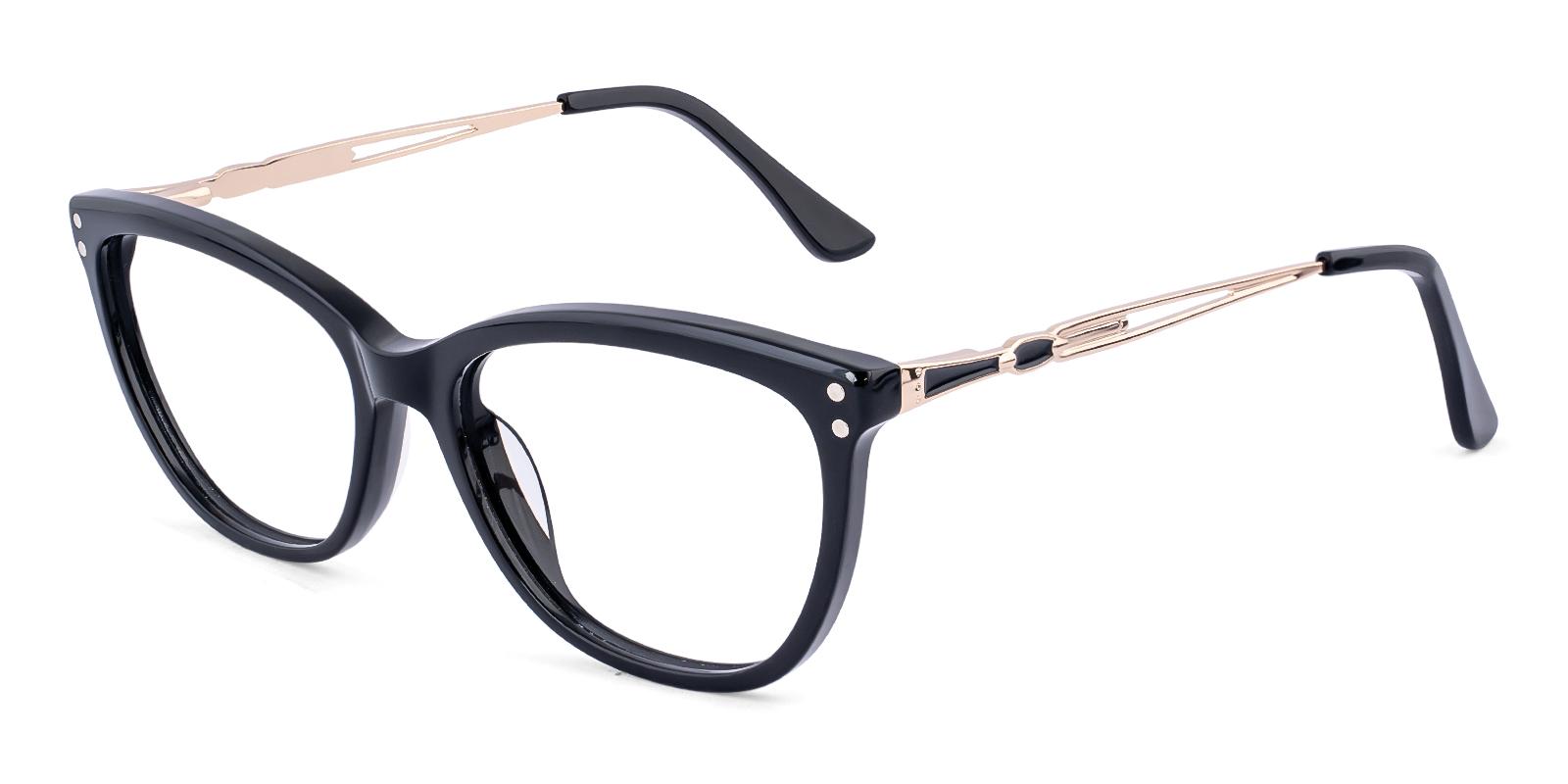 Regionent Black Acetate , Metal Eyeglasses , SpringHinges , UniversalBridgeFit , clip-on Frames from ABBE Glasses
