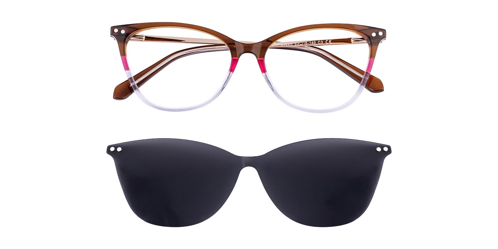 Shotable Brown Acetate , Metal Eyeglasses , SpringHinges , UniversalBridgeFit , clip-on Frames from ABBE Glasses